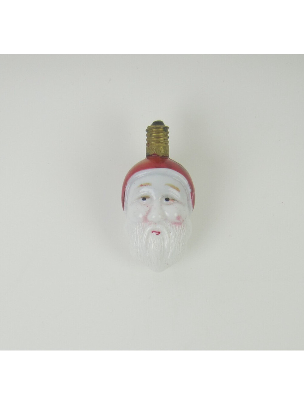 Vintage Santa Claus Christmas Milk Glass Light Bulb Double Side Face Japan WORKS